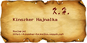 Kinszker Hajnalka névjegykártya